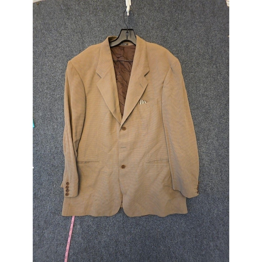 Zanetti Blazer Sport Coat Mens 40 Brown100s Wool Check Tweed Italy Jacket FLAW
